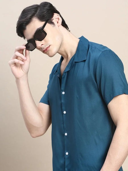 Men Teal Solid Casual Co ord Set-AM-90-19-Teal
