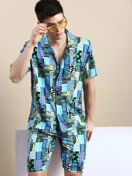 Men Multi Printed Casual Co ord Set-SEABREEZE-2120-Multi