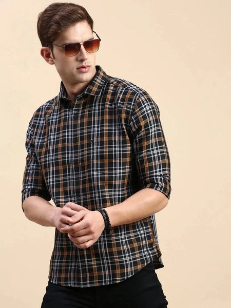 Men Navy Checked Casual Shirt-BLAZOCHECKS-4668-Navyblue