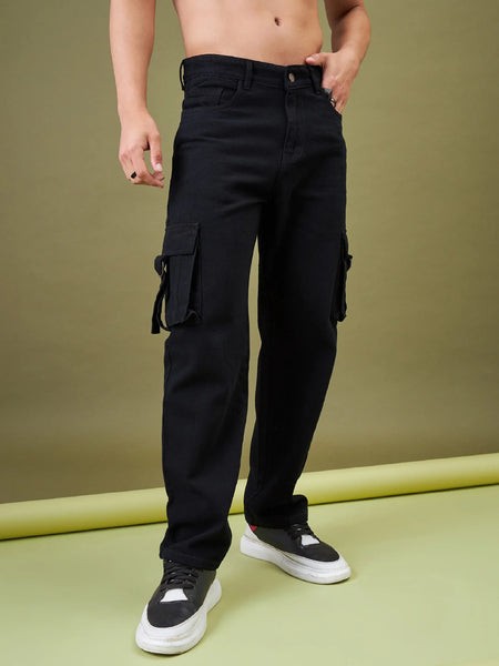 Men Black Box Pocket Relax Fit Jeans-MSJEAN0323
