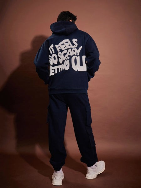 Men Navy GETTING OLD Oversized Hoodie With Joggers-MSSETS95758