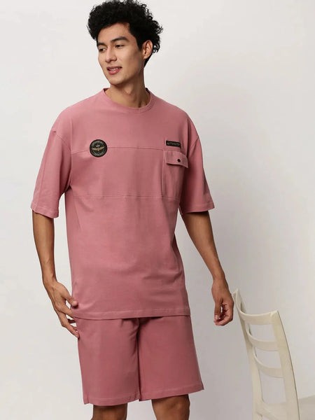 Men Mauve Solid Casual Co ords-EX-103-Mauve