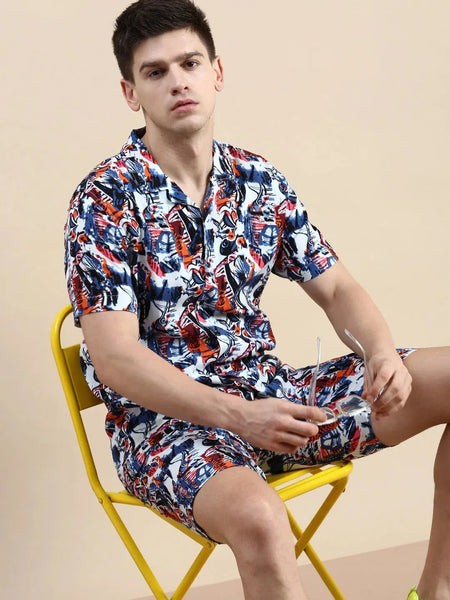 Men Multi Printed Casual Co ord Set-SEABREEZE-2114-Multi