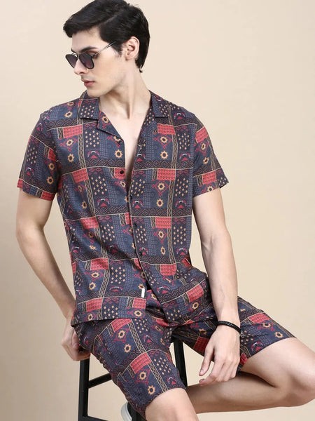 Men Multi Printed Casual Co ord Set-MARSHALL-1843-Multi