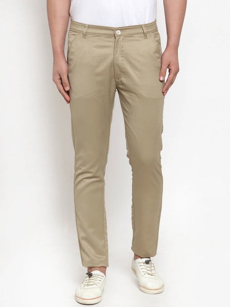 Xylaras Men Beige Slim Fit Formal Trousers