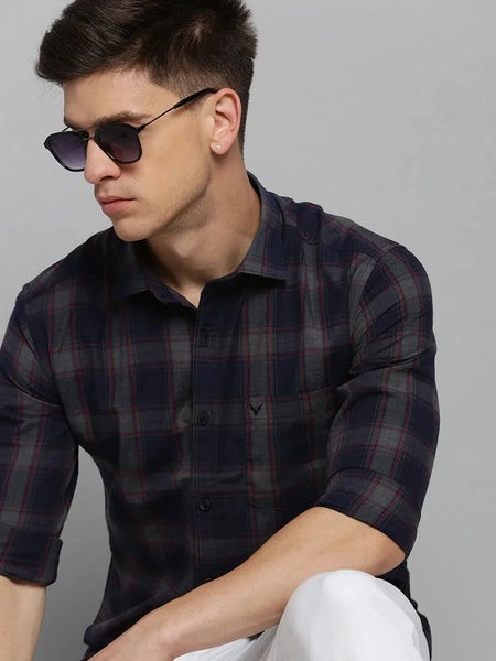Men Navy Checked Casual Shirt-DALTONCHECKS-4106-Navyblue