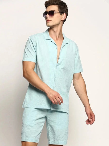 Men Blue Solid Co ordSet-AARIN-1761-Blue