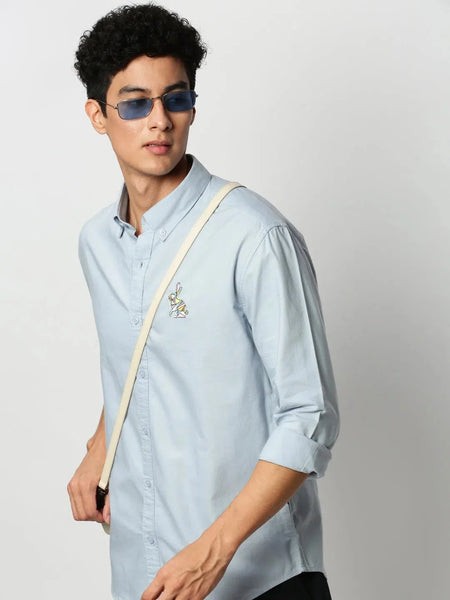 Men Blue Solid Casual Casual Shirts-BENINTWILL-5384-Blue