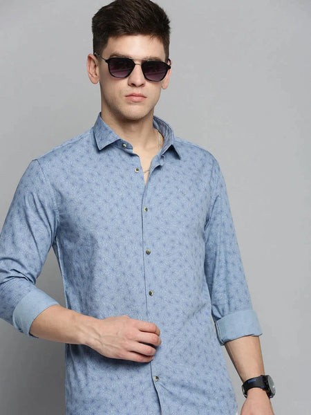 Men Blue Printed Casual Shirt-BENTONPRINT-4038-Blue