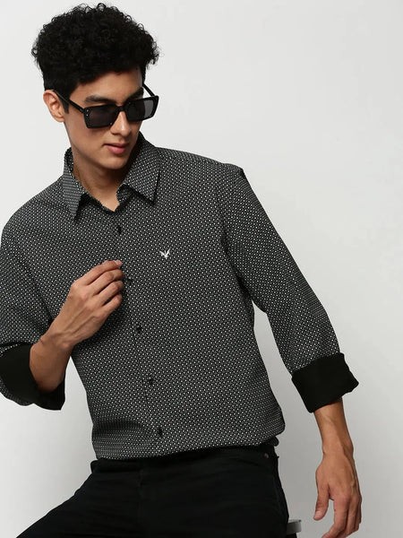 Men Black Printed Casual Casual Shirts-AMALTHEA-1810-Black