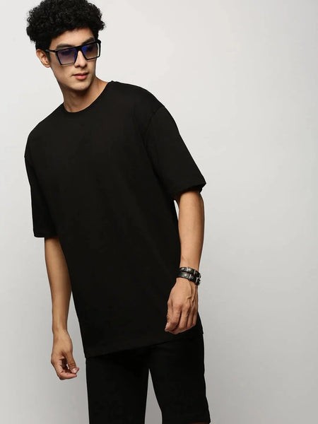 Men Black Solid Casual Co ords-EX-699-Black