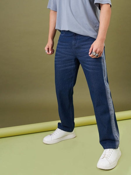 Men Blue Washed Relax Fit Jeans-MSJEAN0321