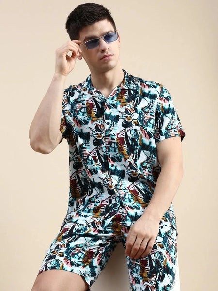 Men Multi Printed Casual Co ord Set-SEABREEZE-2116-Multi