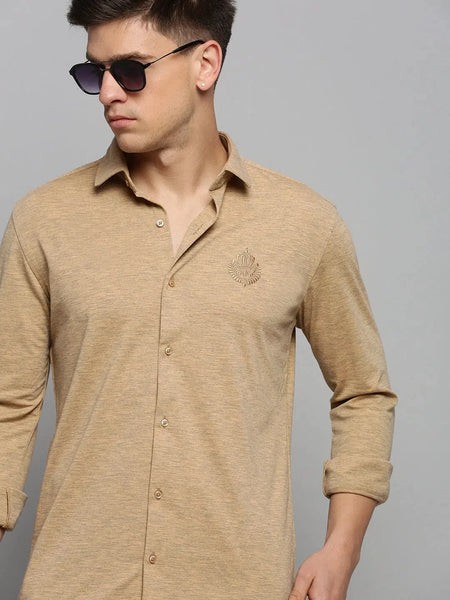 Men Copper Solid Casual Shirt-FORDKNITS-4473-Copper