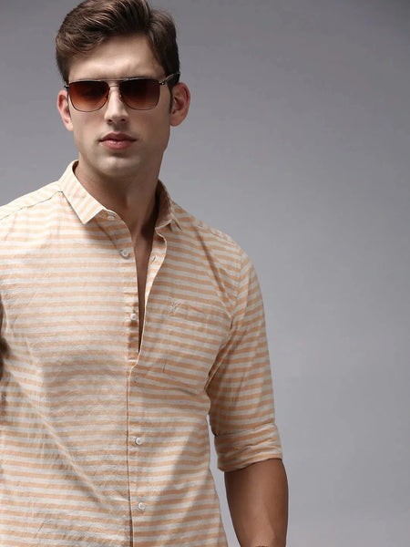 Men Orange Striped Casual Shirt-RETROSTRIPE-996-Orange